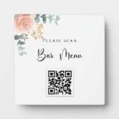 Menu Bar QR code blush florale eucalyptus Fotoplaat (Voorkant)