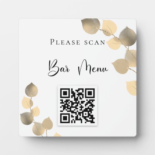 Menu Bar QR-code eucalyptus golden Fotoplaat (Voorkant)