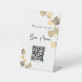 Menu Bar QR-code eucalyptus golden Reclamebord Met Voetstuk