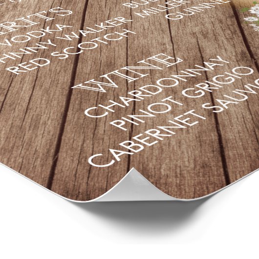 Menu Bar - Rustic Wood Barrel Wedding Poster (Hoek)