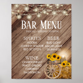 Menu Bar - Rustige houten loop & zonnebloemen Poster
