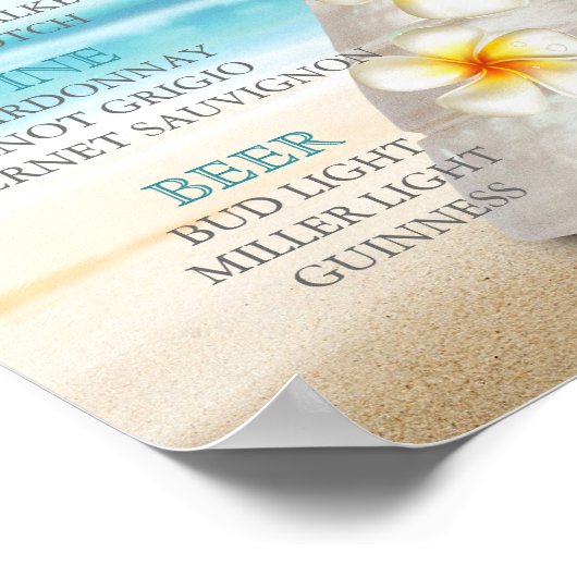 Menu Bar voor een bruiloft op de strand Poster (Hoek)