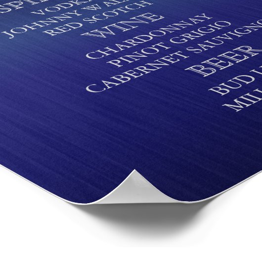 Menu Bar voor een bruiloft Poster (Hoek)