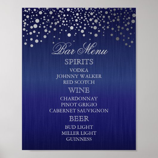 Menu Bar voor een bruiloft Poster (Voorkant)