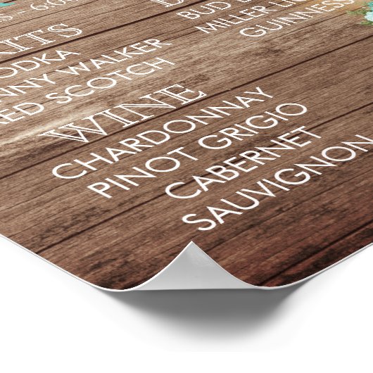 Menu Bar - Weathered Wood Barrel - Blauwgroen Poster (Hoek)