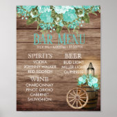 Menu Bar - Weathered Wood Barrel - Blauwgroen Poster (Voorkant)