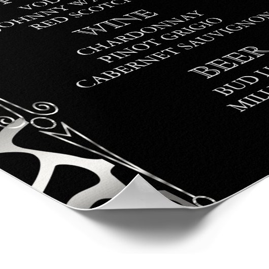 Menu Bar - Weddenschap in Silver & Black Giraffe Poster (Hoek)