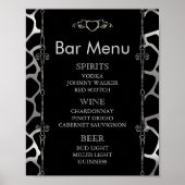 Menu Bar - Weddenschap in Silver & Black Giraffe Poster (Voorkant)