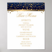 Menu Bar - White en Navy Blue met Gold Confetti Poster (Voorkant)
