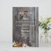 Menu Barn Wood, Hoefijzers en Daisies (Staand voorkant)