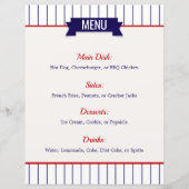 Menu Baseball-partij (Voorkant)