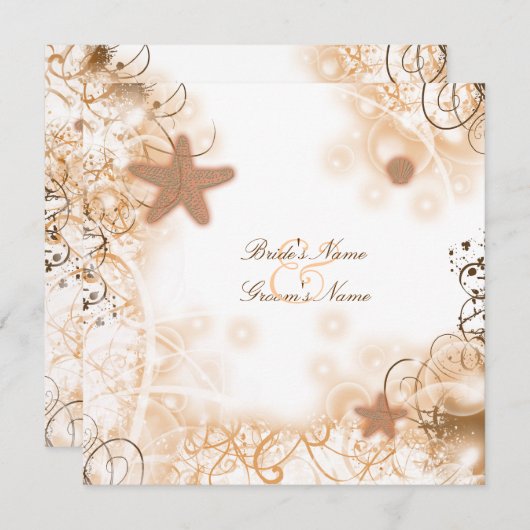 Menu Beach bruiloft thema elegant (Voorkant / Achterkant)