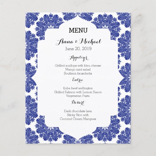 MENU Beauful Blue & White Baroque Wedding Suite (Voorkant)