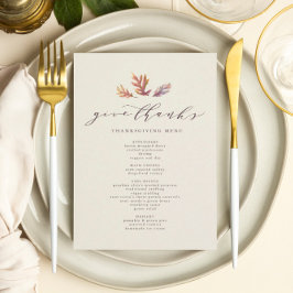 Menu bedankt Thanksgiving geven
