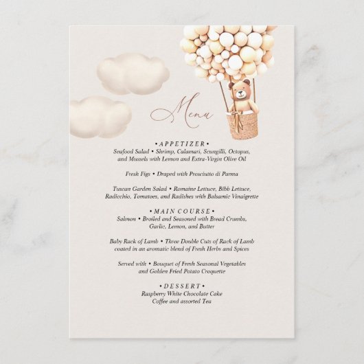 Menu Beer Baby shower ballon (Voorkant)