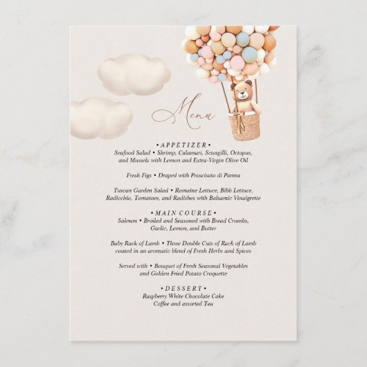 Menu Beer Baby shower ballon (Voorkant)