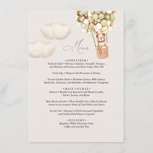 Menu Beer Baby shower ballon (Voorkant)