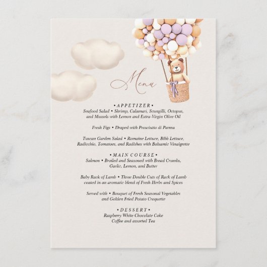 Menu Beer Baby shower ballon (Voorkant)