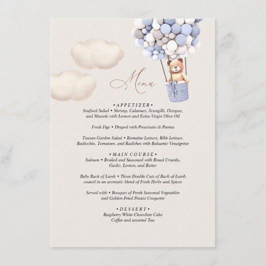 Menu Beer Baby shower ballon (Voorkant)