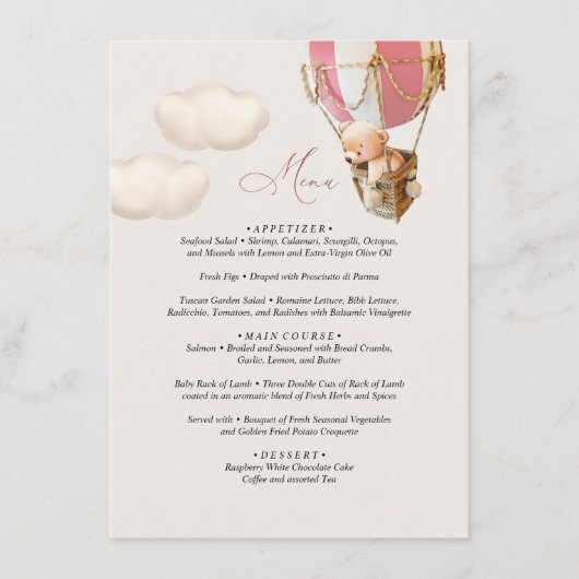 Menu Beer Baby shower ballon (Voorkant)