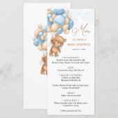 Menu beer Blue Balloons Baby shower (Voorkant / Achterkant)