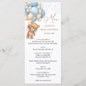 Menu beer Blue Balloons Baby shower (Voorkant)