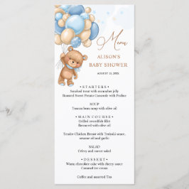 Menu beer Blue Balloons Baby shower
