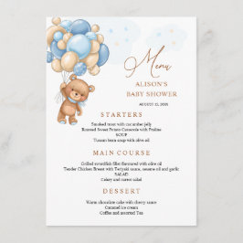 Menu beer Blue Balloons Baby shower