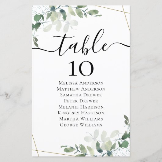 Menu BEGROTING Eucalyptustabel (Voorkant)