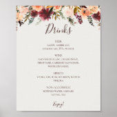 Menu Berichten over Birgundy Oranje Floral Beige W Poster (Voorkant)