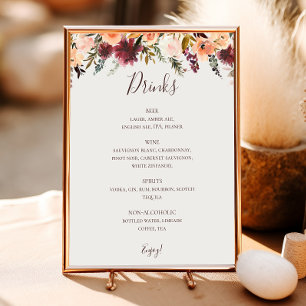 Menu Berichten over Birgundy Oranje Floral Beige W Poster