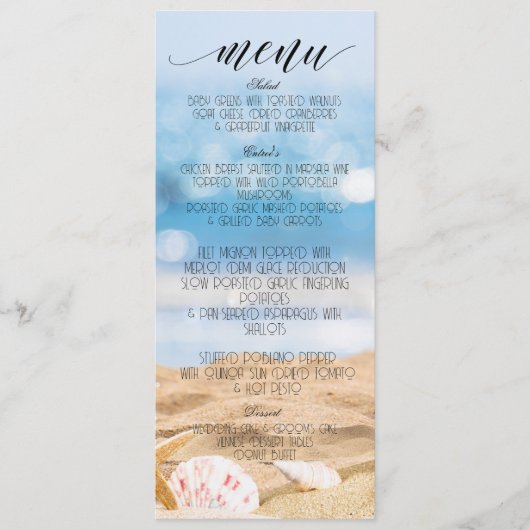 Menu Bestemming strandfoto (Voorkant)