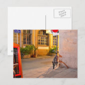 Menu, Bicycle, Shadow France buiten een restaurant Briefkaart (Voorkant / Achterkant)