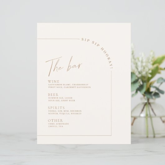 Menu Bindbalk Arch Minimalist Calligraphy Wedding (Staand voorkant)