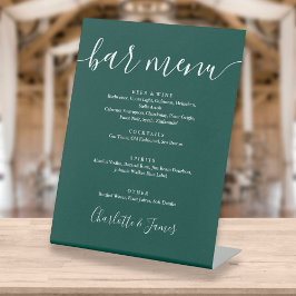 Menu Bindbalk Emerald Green Signature Script Weddi Reclamebord Met Voetstuk