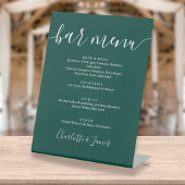 Menu Bindbalk Emerald Green Signature Script Weddi Reclamebord Met Voetstuk