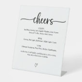 Menu Bindbalken op Cheers Wedding Bar Reclamebord Met Voetstuk (Voorkant)