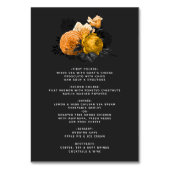 Menu Bindende en Oranje Halloween Floral Wedding Kaart (Achterkant)
