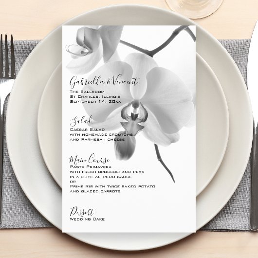 Menu Bindende orchideeën in zwart-wit