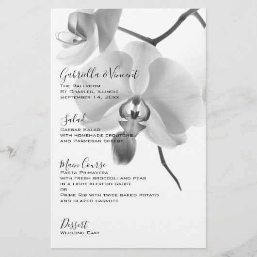 Menu Bindende orchideeën in zwart-wit (Voorkant)