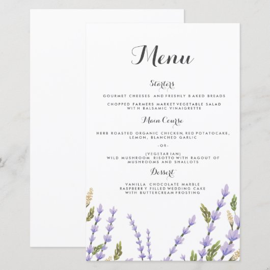 menu Bindingvenster Lavender Fields Weddenschap (Voorkant / Achterkant)