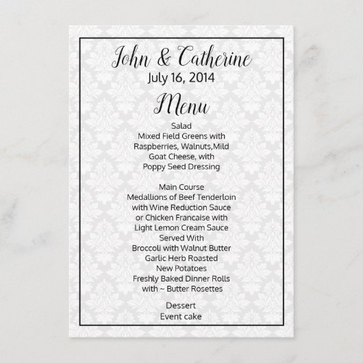 Menu Bindtafel zwart-wit (Voorkant)