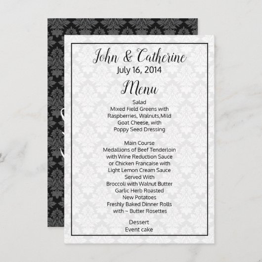 Menu Bindtafel zwart-wit (Voorkant / Achterkant)