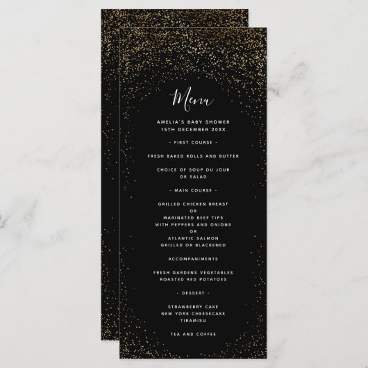 Menu Black and Gold Faux Foil (Voorkant / Achterkant)