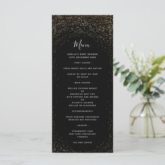 Menu Black and Gold Faux Foil (Staand voorkant)