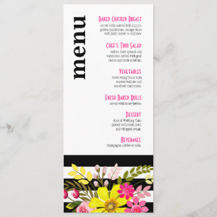 Menu Black and White Striped Flowers