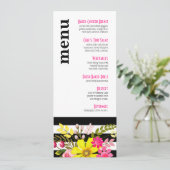 Menu Black and White Striped Flowers (Staand voorkant)