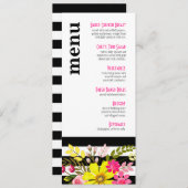 Menu Black and White Striped Flowers (Voorkant / Achterkant)