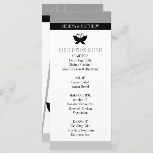 Menu Black Butterfly Wedding (Voorkant / Achterkant)