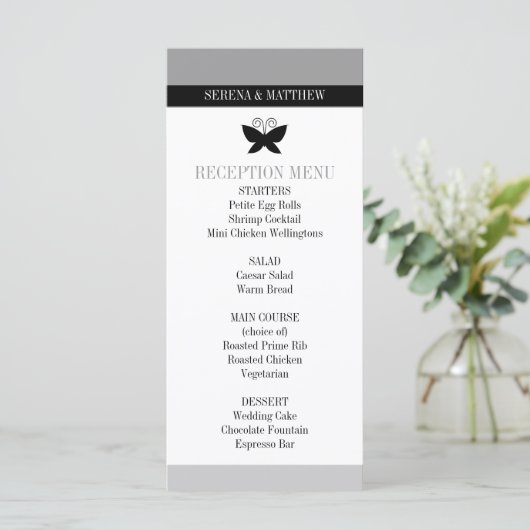Menu Black Butterfly Wedding (Staand voorkant)